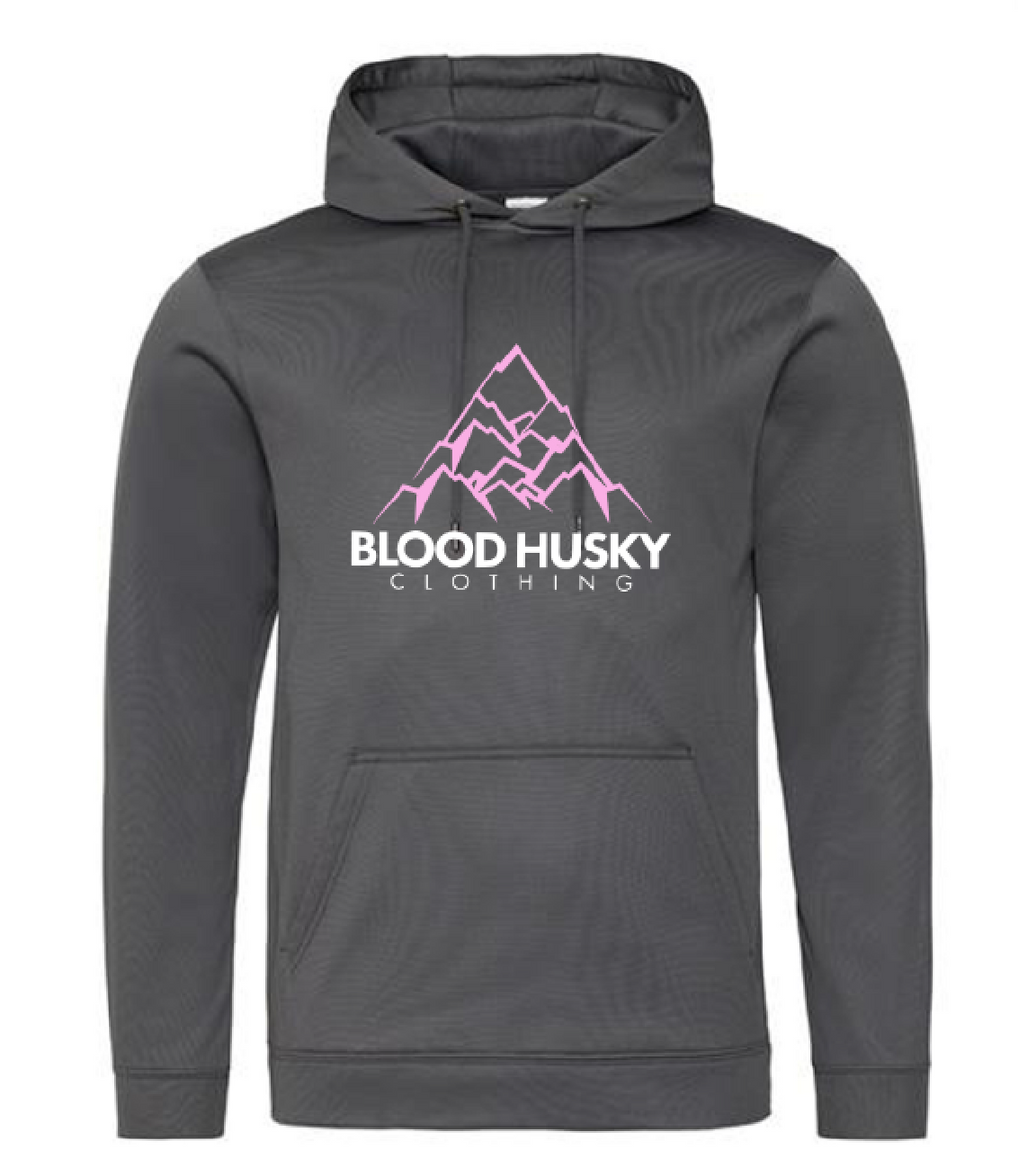 Blood Husky Mountain Grey Hoodie (Pink/White)