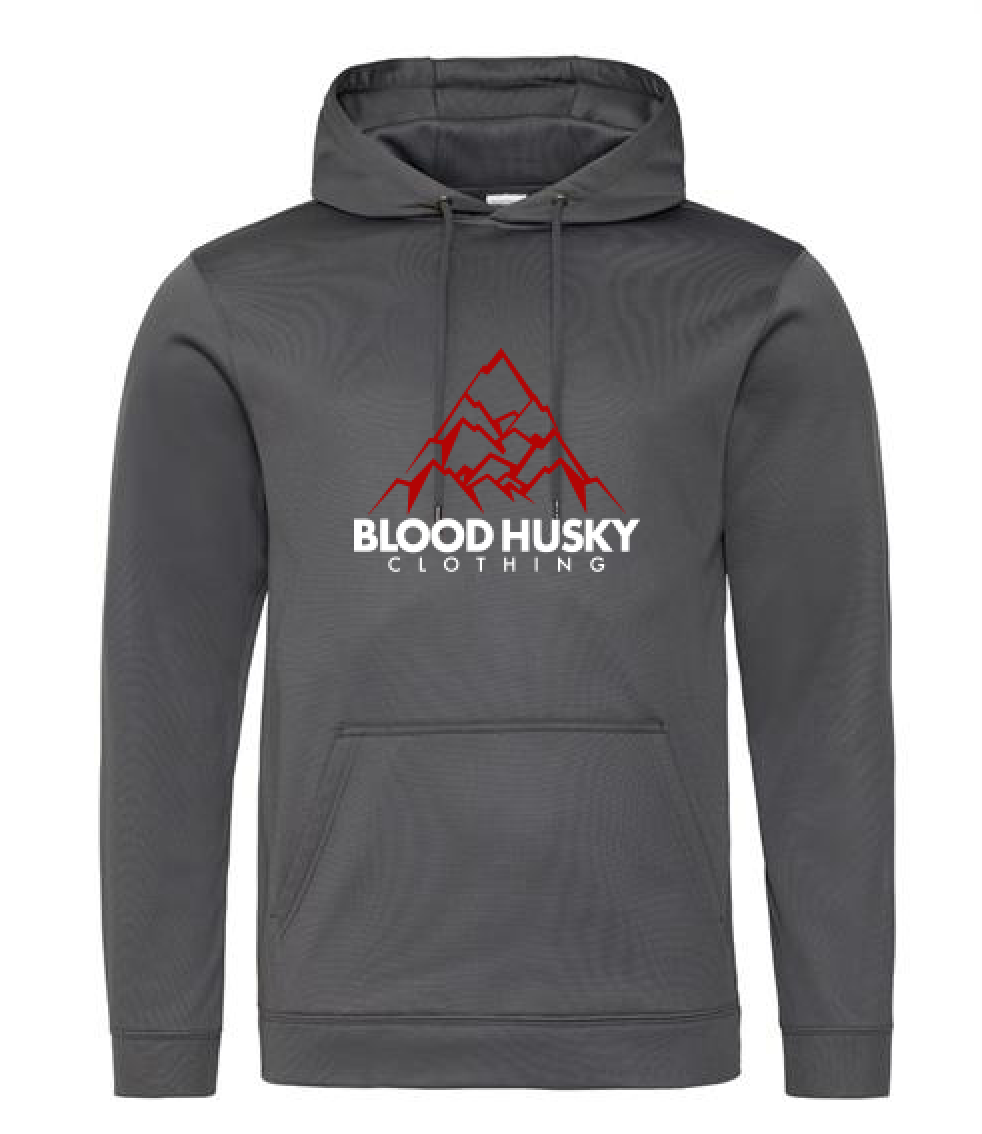 Blood Husky Mountain Grey Hoodie (Red/White)