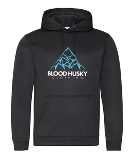 Blood Husky Mountain Black Hoodie (Sky Blue/White)